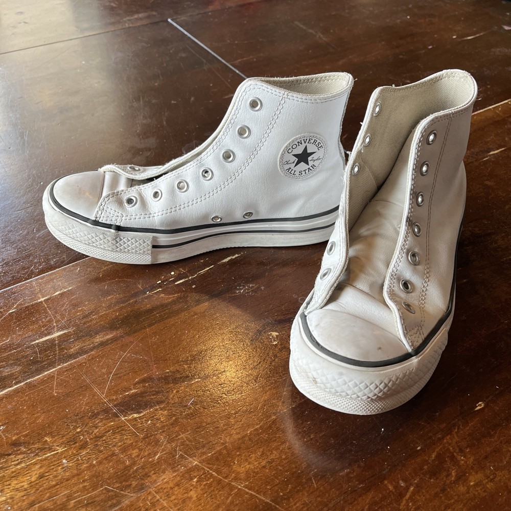 Converse Chuck Taylor All Star Move White Leather Platform High Top Kids Size 4