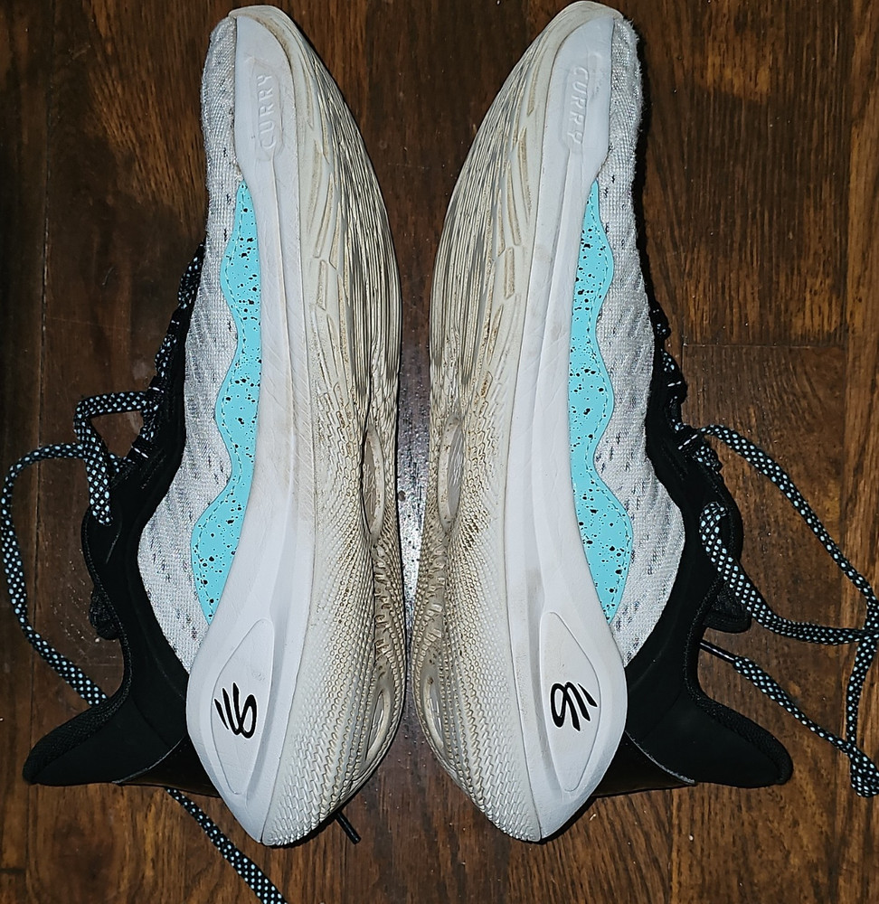 Under Armour Curry Black White Blue Athletic Shoes Unisex Kids 6Y Basketball