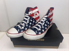 Converse Junior Size 4 Sneakers Red White Blue Chuck Taylor Flag USA