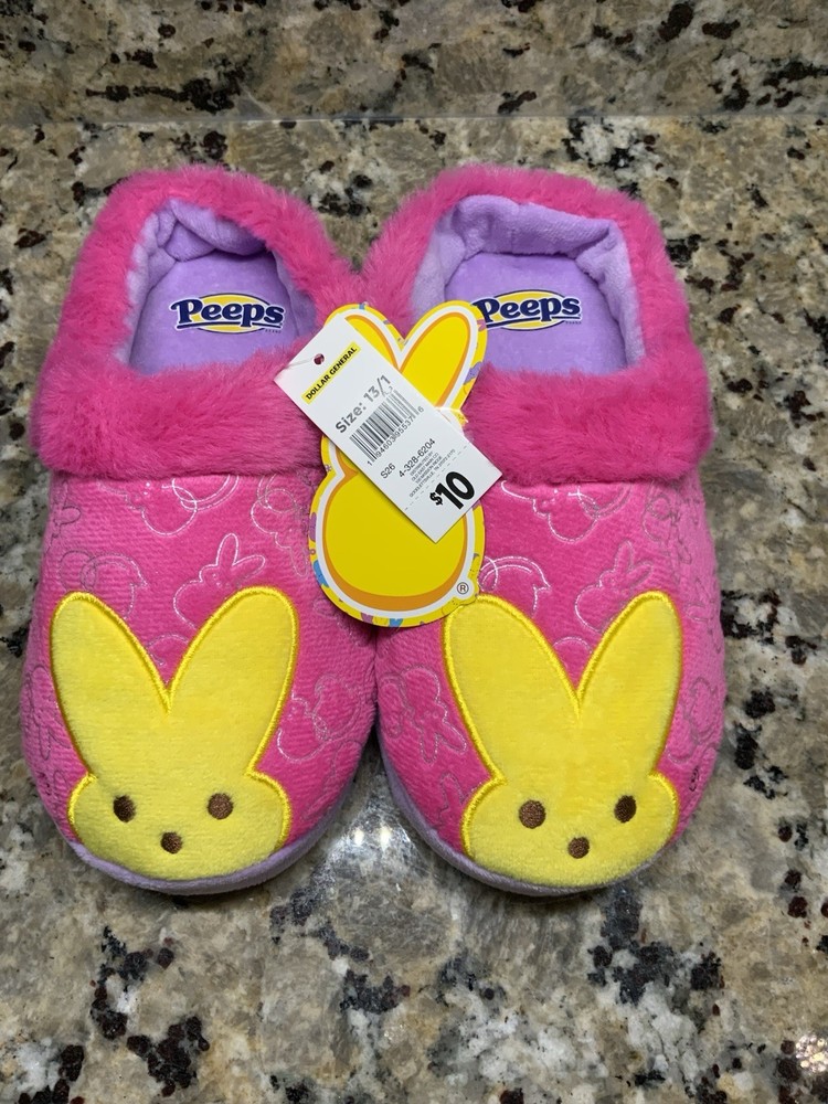 Peeps Pink & Yellow Kids Slippers Size 11/12