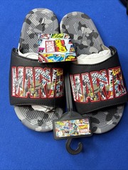 Marvel Logo Slide Kids Slip on Summer Swim Sandals Flip Flops Size L 2/3