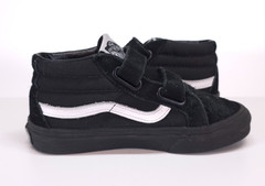 Vans Sk8-Mid V Black White Hook Loop Kids Sneakers US 13 Very Good