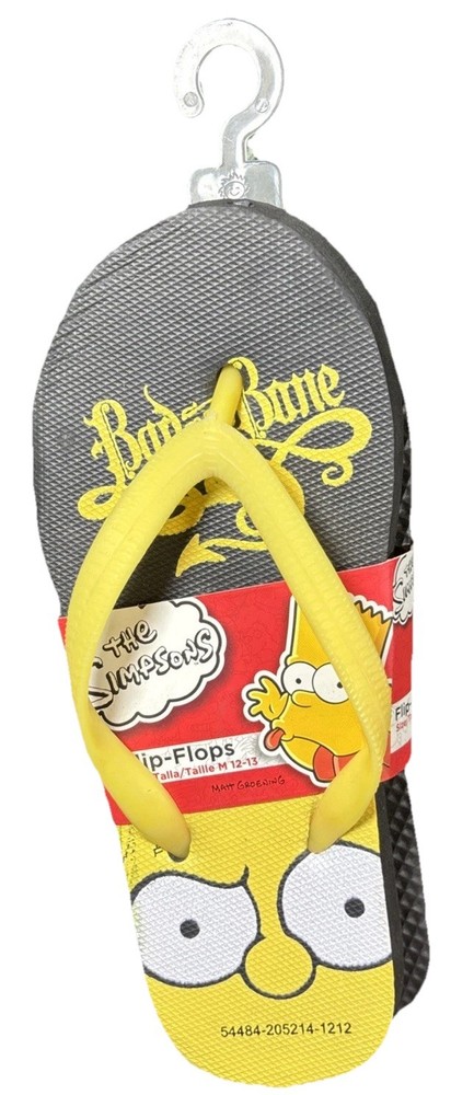 New 2013 Simpsons Kids Flip Flops Size M 12-13 Bad To The Bone