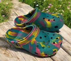 Kids Crocs Crocband Marbled Tie Dye Pastel Child Size 13 Pink Yellow Blue Mint
