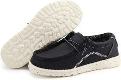 Brooman Kids Slip On Loafers Canvas Shoes Black Size 4 School Flats NEW