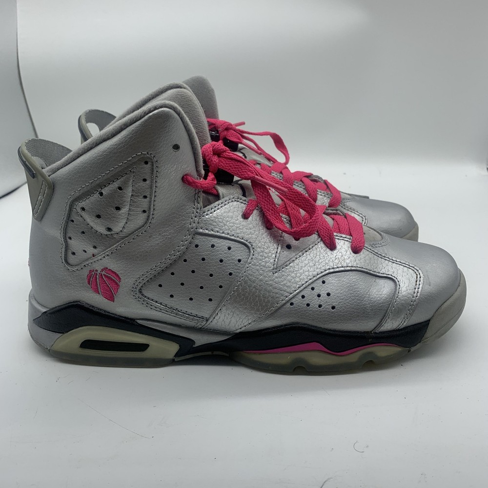 Jordan Air Jordan 6 Retro Valentines Shoes Youth Size 7Y Silver 543390-009