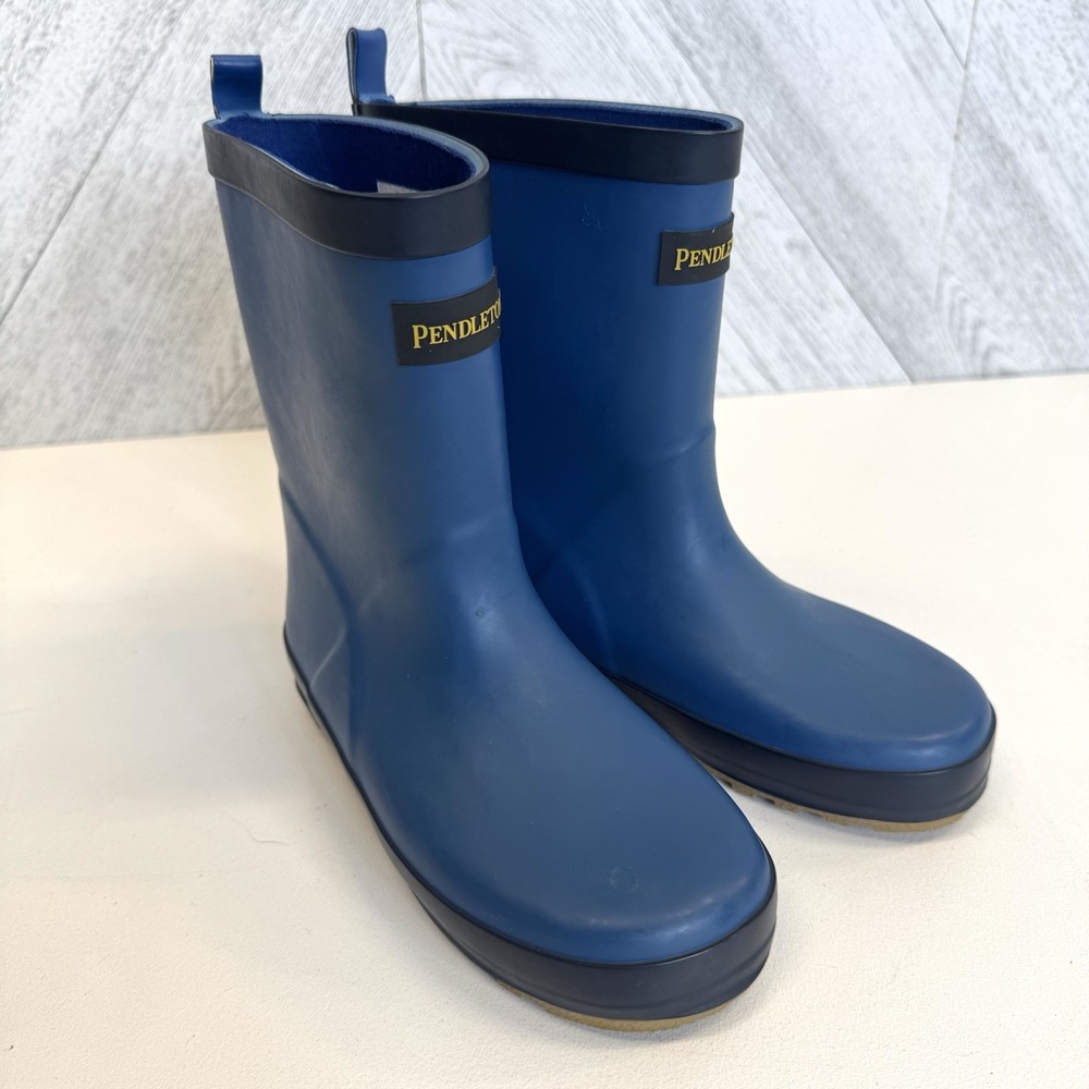 Pendleton Rubber Rain Boots Waterproof Pull On Blue Kids Size US 1 Unisex