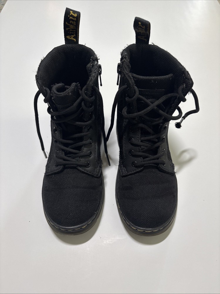 Dr. Martens Boots Kids Size 13 Doc Combs J Combat Lace Up Canvas Zip Black Youth