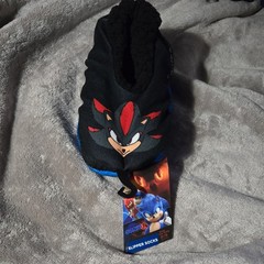 SEGA Sonic & Shadow Unisex Kids Sock Slipper Blue Black Embroidered Comfort 2/3