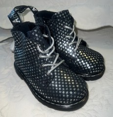 Dr. Martens Toddler Pascal Silver Stars Leather Boots Size US 8