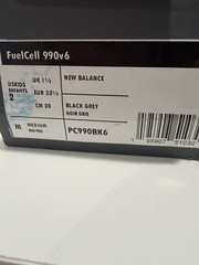 New Balance FuelCell 990v6 Kids Sneakers Black/Gray US 2 M PC990BK6