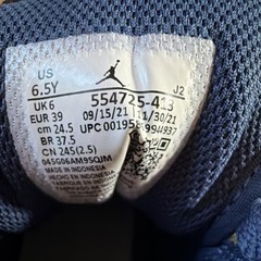 Jordan Air Jordan 1 Mid Kids 6.5Y Blue/White/Green Leather Mid Top 554725-413
