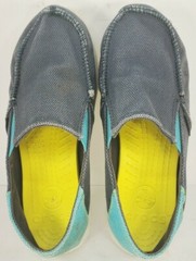 CROCS „Cruz“ Boys Sz 3 Junior Blue Two-tone Canvas Loafers Shoes Slip On 15576