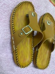 Vintage Handmade Leather Sandals – Traditional Wooden Look – Unisex Slip-On