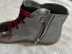 Camper Peu Kids EU 31 Silver Leather Ankle Sneakers Breathable Lace-Up