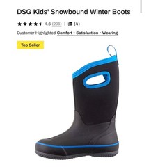 DSG Kids Snowbound Winter Boots Black Blue Waterproof Neoprene Pull On Shoes 2