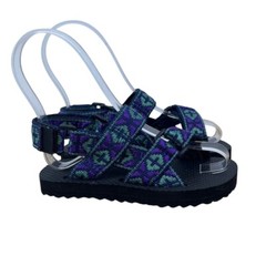 Islander Kids Purple & Green Patterned Design Adjustable Strap Sandals