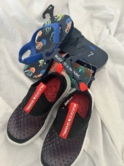 Black Water Shoes Plus Black Jellyfish Flip Flops Kid Size 7-8