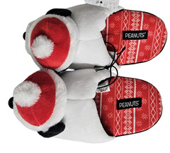 Peanuts Snoopy 3D Christmas Scuff Slippers Toddler 9/10 Plush Santa Slip-Ons New