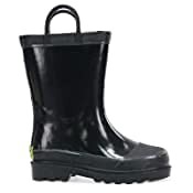 Waterproof Rain Boot with Pull Handles, Black, 1 M Little Kid