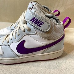 Nike Court Borough Mid 2 GS Youth Sneaker 6 White Purple Leather Shoe CD7782-009