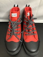 Hunter for Target High Top Canvas Rubber Dipped Sneakers Youth Sz 2 Red Black