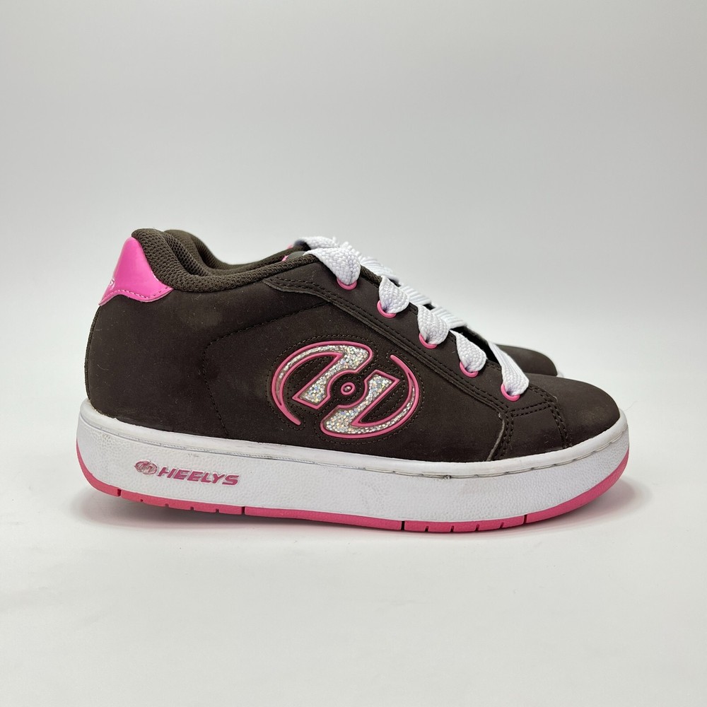 Heelys Roller Brown Pink White Laces 7348 Shoes Sneaker Youth Size 3