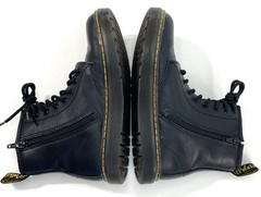 Doc Dr Martens Black Leather Boots Zavala Youth Size 3 Side Zip