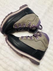 Timberland Youth Shell Toe Euro Hiker Unisex Boots, Grey/Purple. Size 13