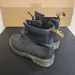 Dr Doc Martens 1460 J Black Leather Combat Boots Zip Kids Youth Size 3 US