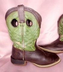 Boys Durango Boots Green Brown Size 5 1/2