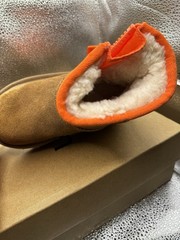 UGG T Classic Mini Zipper Tape Logo Kids Bootie Brown Orange Size 8