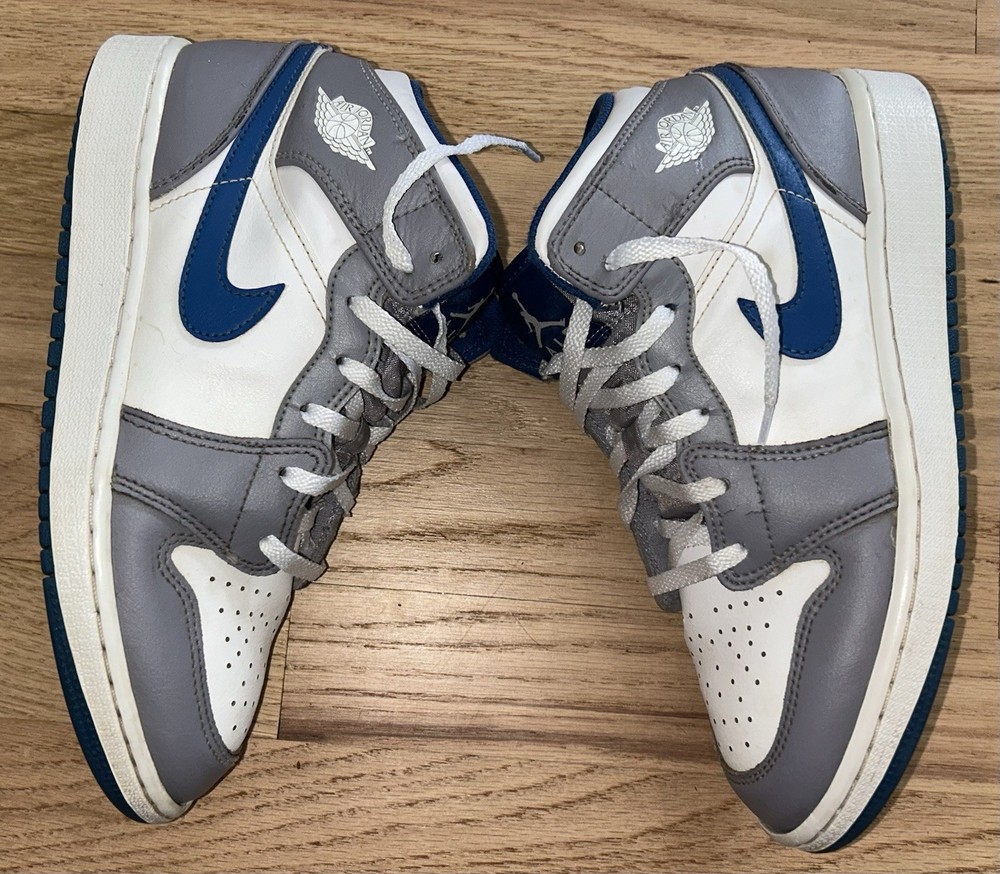 Air Jordan 1 Mid Blue White Gray Size 6Y Youth Sneakers DQ8426-014