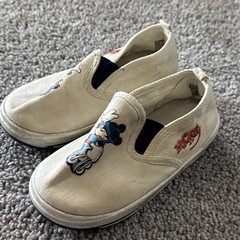 Vintage Rare Disney Mickey Rollerskates Canvas Slip On Shoes Size 8 1/2 In Kids