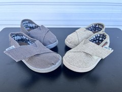 Tiny TOM’S Classics 2pair LOT SZ6 Natural Burlap Canvas SZ7 Ash Canvas READ DESC