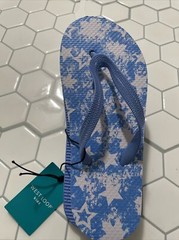 West Loop Kids Flip Flop Blue White Stars Size Medium 2/3 Thong Shower Sandal