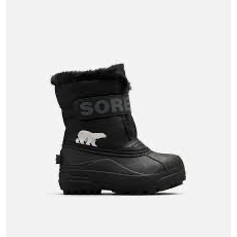 Sorel Kids Black Boots Snow Commander Black Charcoal Insulated 200g Size 9