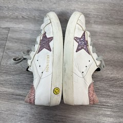 Golden Goose Superstar White Purple Star Rose Gold Glitter Heel Sneaker Size 31