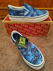 VANS Galactic Glow Classic Slip Ons US KIDS 1.0 Blue Black Space Theme Shoes
