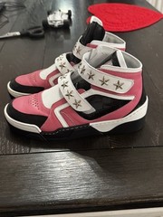 Custom Leather High Top Sneakers Pink Black Star Straps Made In Italy US Size 7