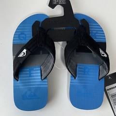 NEW Quicksilver Molokai Lay Back Youth Size 12 Flip Flops Blue Black Sandals NWT