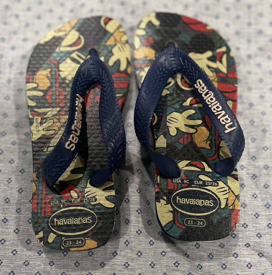 HAVIANAS Youth Mickey Mouse Flip Flops Shoes Boys/Girls Uk Size 25/26 US Size 9C