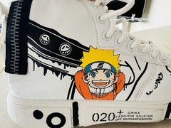 Unisex Anime High Top Sneakers Naruto Design White EU 33 Streetwear Shoes