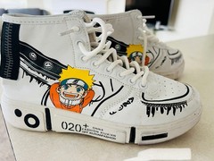Unisex Anime High Top Sneakers Naruto Design White EU 33 Streetwear Shoes