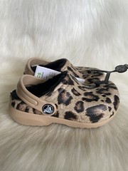 NEW Crocs Size C8 Kids Classic Lined Out of This World Clog Leopard Gold