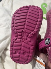 Crocs Classic Glitter Lined Kids Clogs Pink Size C7