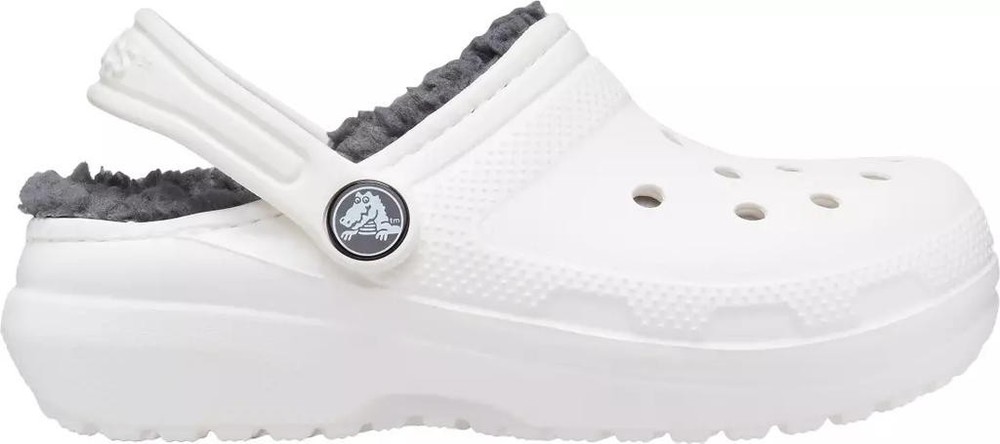 New Crocs Lined Clogs Kids Classic White/Grey US Size J1 Junior 1 Mod 207010