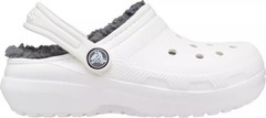 New Crocs Lined Clogs Kids Classic White/Grey US Size J1 Junior 1 Mod 207010