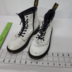 Dr. Martens 1460 J White Leather Lace Up Side Zip Combat Boots Kids US 4 4902