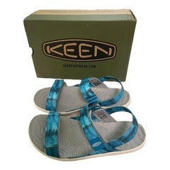 Keen Elle Backstrap Shoes Youth Size 7 Sea Moss Blue Sandals Hook Loop Straps
